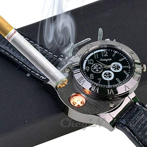Huayue New Military Usb Lighter Watch Men'S Casual Wristwatches with Windproof Flameless